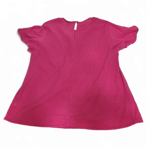 Lane Bryant Flutter-Sleeve Smock Detail Top, Fuchsia Pink, Woman 16, 100% Cotton - Picture 11 of 12